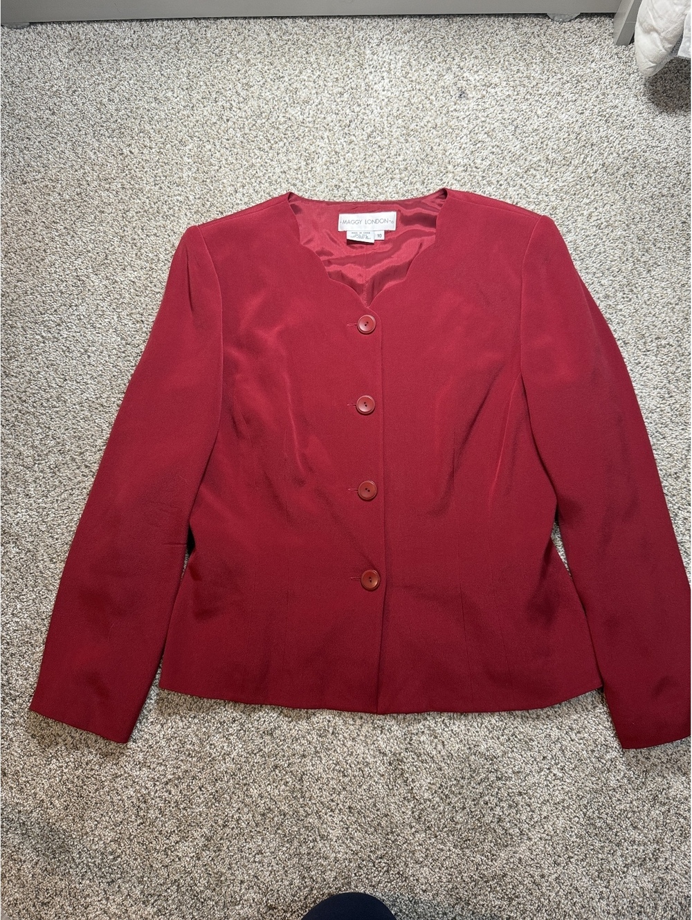 Maggy London Women's Silk Blazer Jacket Size 10 Red
